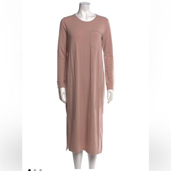 Cuyana French Terry Midi Dress Pima Cotton Blend Long Sleeve Blush Pink S: Small - Picture 1 of 8